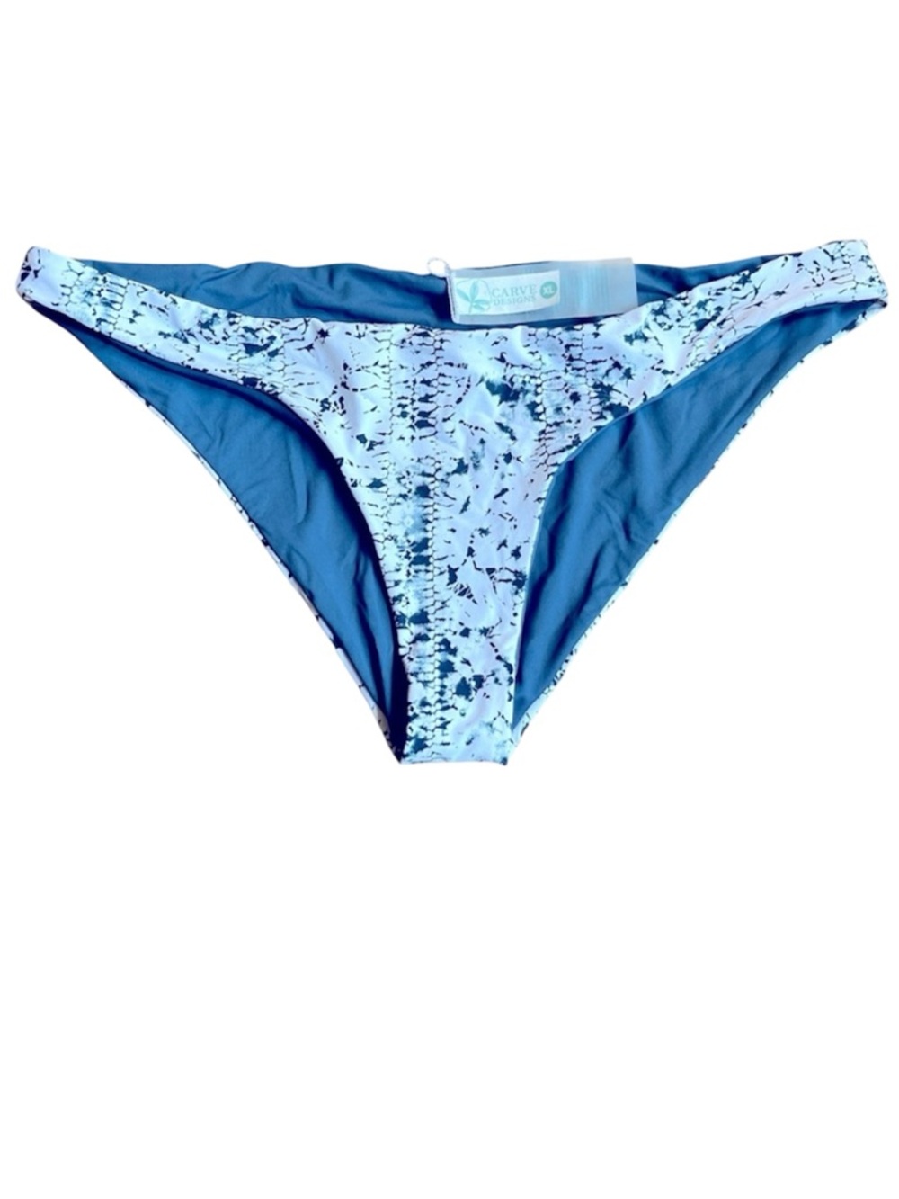 Carve Designs bikini swim bottom reversible XL NWT snakeskin solid blue active